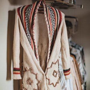 Alpaca Wool Handmade Cardigan Open Fron Sweater - Made In Peru